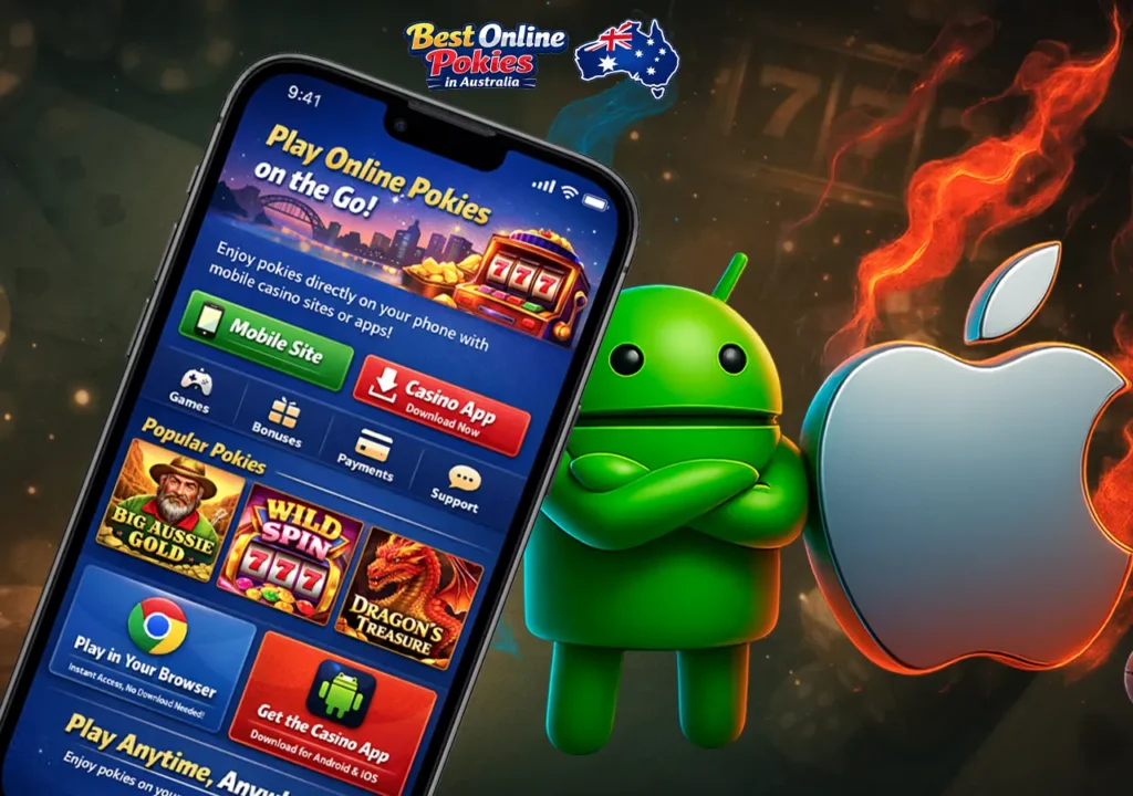 Playing online pokies on Android and iOS mobile devices